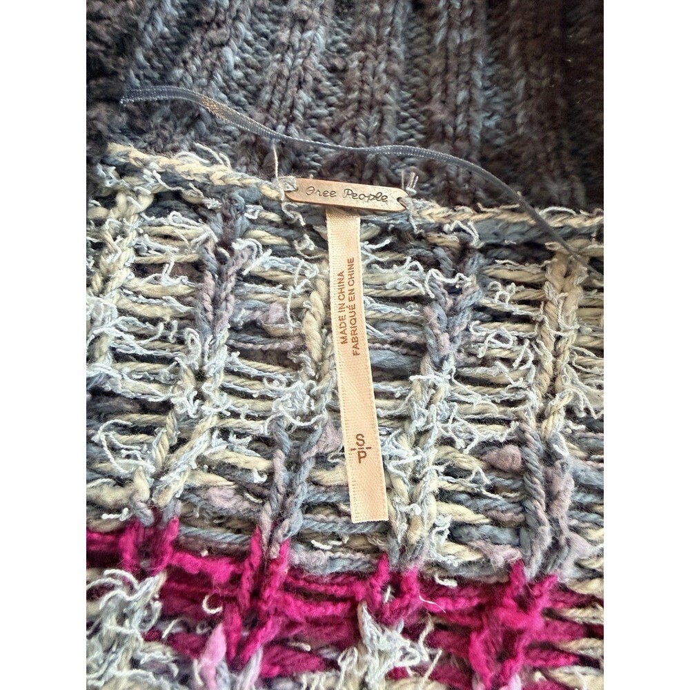 Free People Bluebell Oversized Cardigan Small Denim Aztec Boho Indie Sleeze Top - Picture 7 of 11